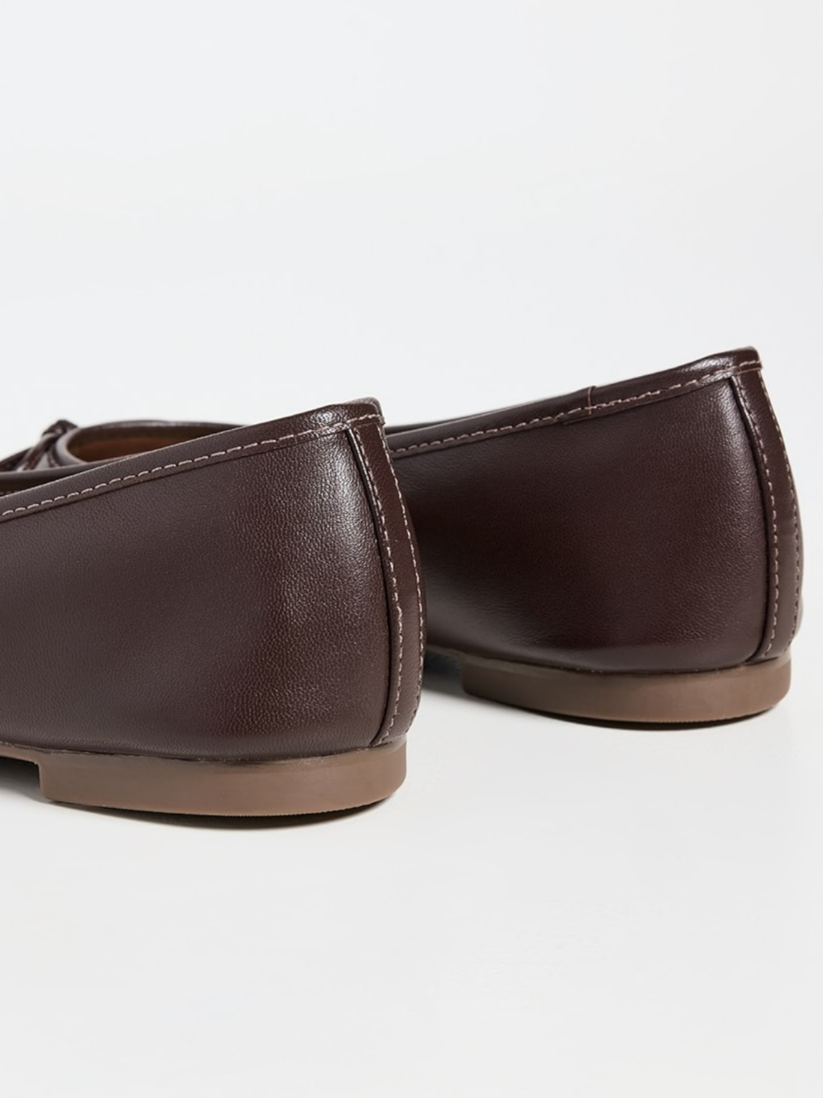 Chocolate Bow Square-Toe Slip-On Ballet Flats